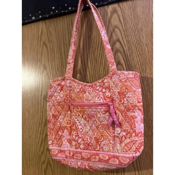 Vera Bradley Handbags - Vera Bradley Retired "Sherbet" Pattern Tote Bag Orange Paisley Good Condition
